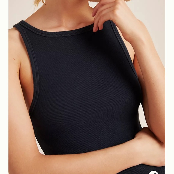 AGOLDE Rib High Neck Tank in Black - Picture 2 of 13